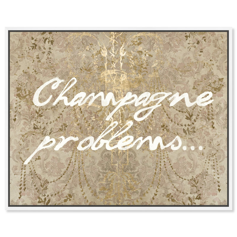 Champagne issues - Art textuel, Cadre flottant blanc, H 30 po x l 36 po