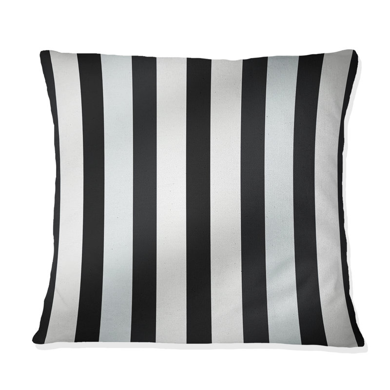 Coussin décoratif à rayures noires et blanches Harmony Lines, 18 po x 18 po