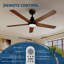 Ventilateur de plafond intérieur / extérieur de 42 pouces avec lumière DEL et télécommande, moteur réversible