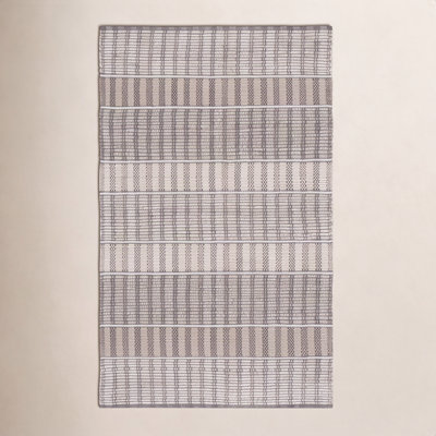 Hand-Woven Geometric Cotton Rug