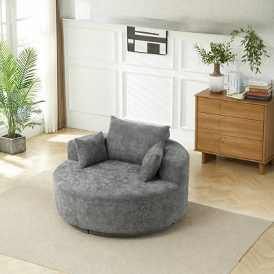 Chaise pivotante 55 po en mousse de chenille simple, canapé-lit moelleux moderne, chaise pivotante à 360 degrés pour le salon, la chambre à coucher, le salon et la salle de projection