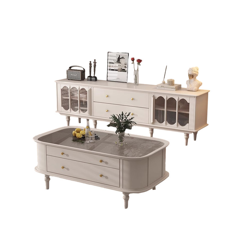 Combinaison meuble télé de style rétro, Crème