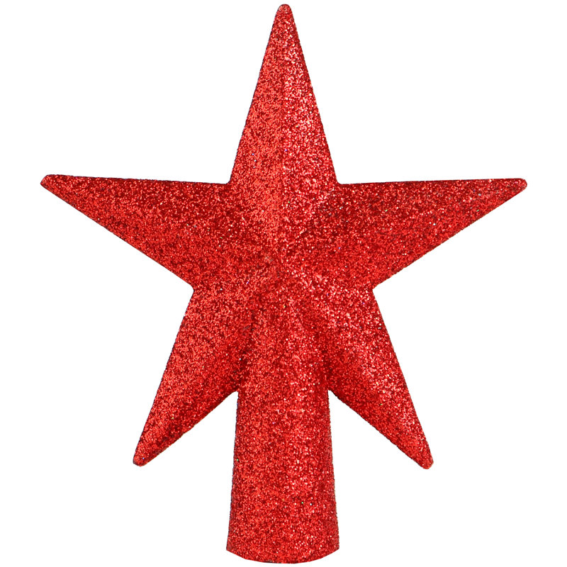 Décoration pour sommet de sapin étoile scintillante 5,5 po, H 3 po x l 3 po x P 1 po, Rouge