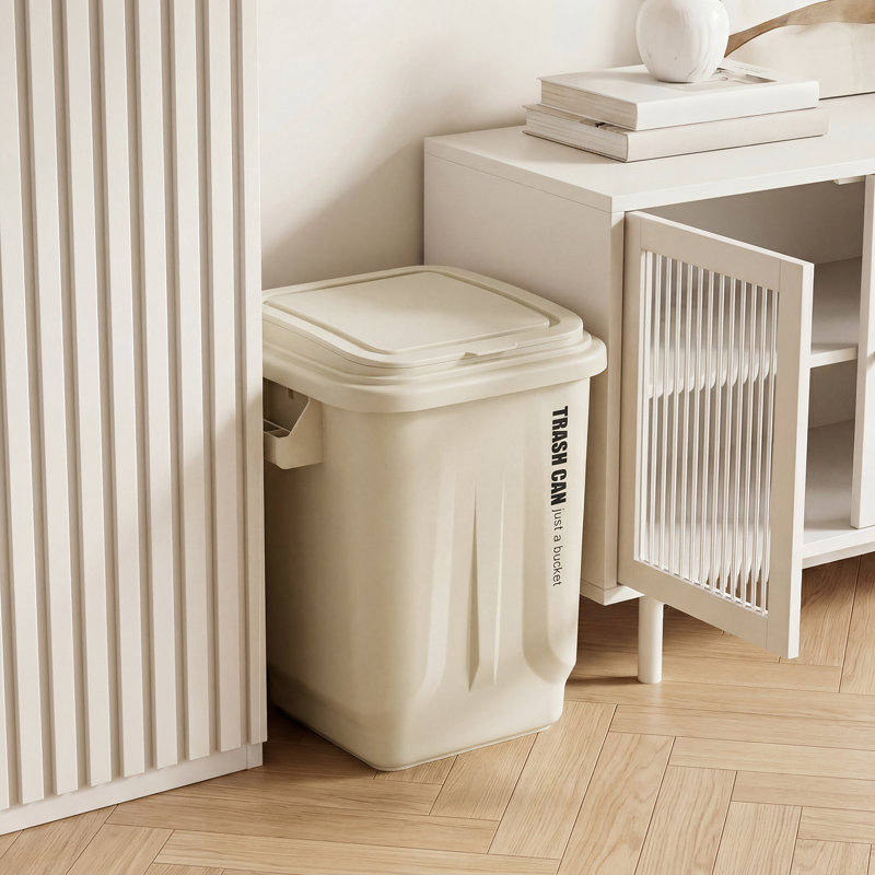 PP Kitchen Trash Can, Cream