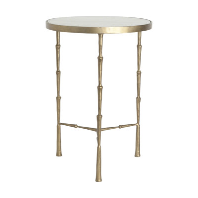 Spike Accent Table-Antique Brass w/White Marble