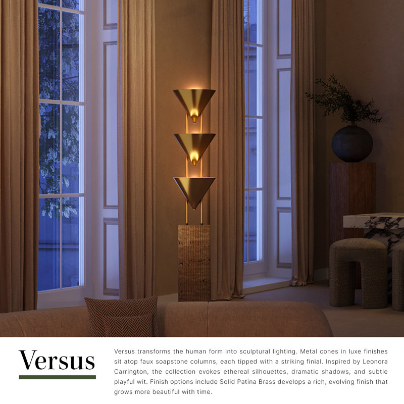 Versus 67-in Brass Floor Lamp, Aged Steel