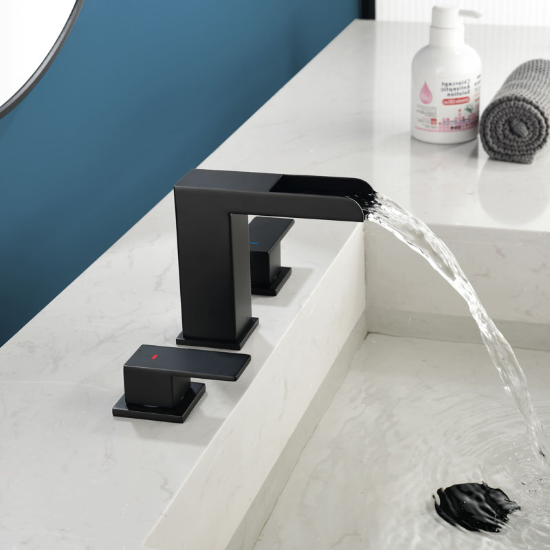 2-handle Bathroom Faucet with Drain Assembly, Matte Black