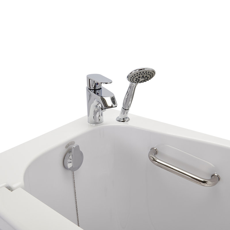 Ella Mobile 26"x45 Acrylic Soaking Walk-In-Bathtub, Left Outward Swing Door, 2 Piece Fast Fill Faucet, 2" Drain, Left