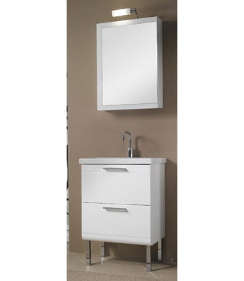 Luna 22.5 " W Freestanding Standard Free Standing Single Double Single Vanity Bathroom Vanity With Ceramic Top with Mirror
