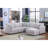 Modern Sofa Penelope 94.5" Linen Fabric Reversible L-Shape Sectional Sofa With Ottoman And Pillows