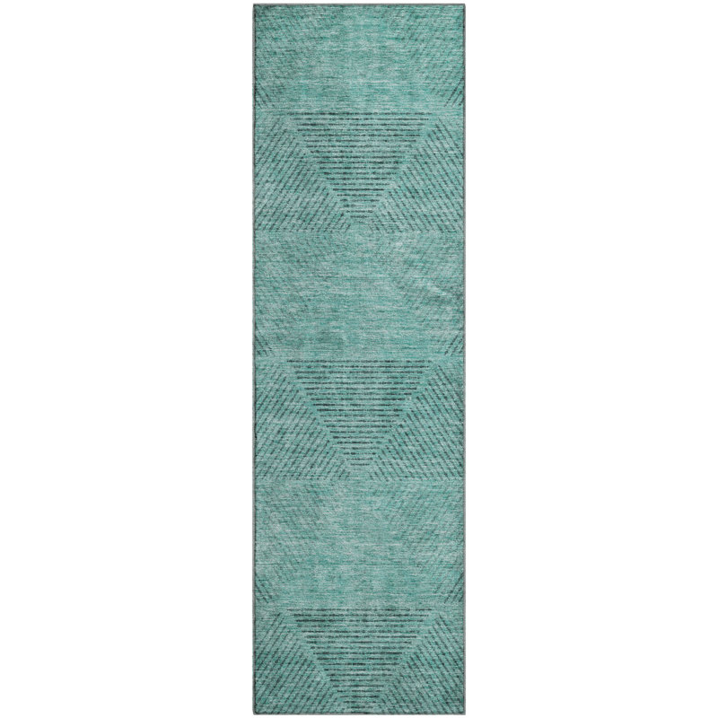 Premium Machine Washable Prisco Teal Rug, Runner 2'3" x 7'6"