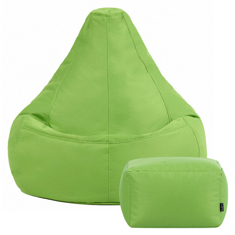 icon Recliner Bean Bag Chair & Pouffe, Lime Green