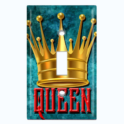 Metal Light Switch Plate Outlet Cover (Queen Crown Teal - Single Toggle)