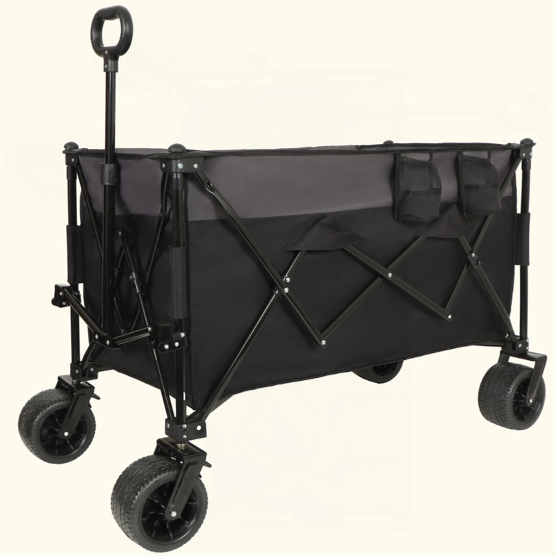 Grand chariot à chariot pliant robuste, Noir/gris