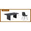 Ensemble de table et de chaises 78,7 po x 39,4 po x 29,9 po, panneau de salle à manger luxueux en marbre noir avec un plateau de table de 3,5 po d'épaisseur.-1355312935