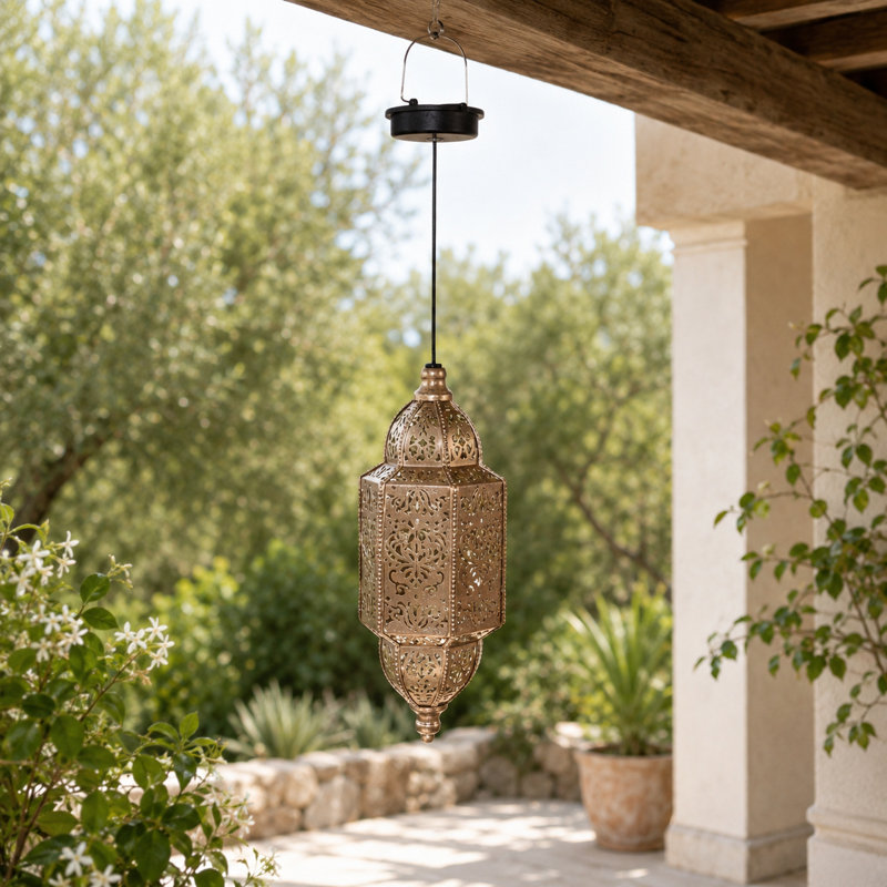 Grand luminaire suspendu de 23 pouces de hauteur, lumière carrée ajourée de style baroque pour patio, cour, porche, cour, décor de jardin