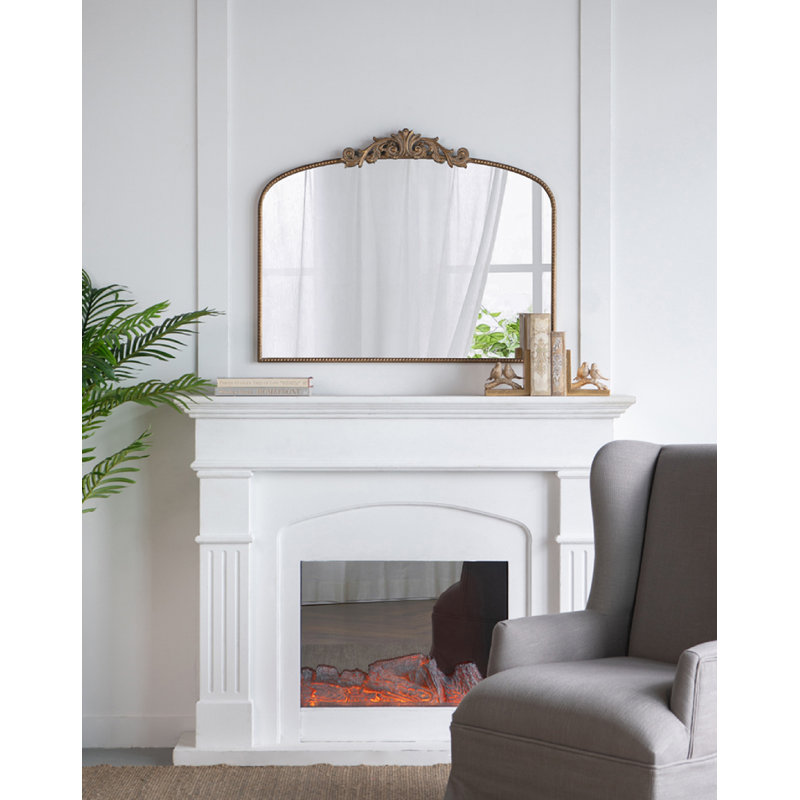 Miroir mural classique avec cadre d'inspiration baroque, Doré, 41,7 po x 24 po