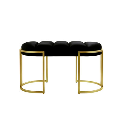 Velvet Tufted End of Bed Bench, Modern Accent Bench for Living & Bedroom with Iron Metal Legs