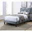 Lit plateforme double tapissier contemporain pleine grandeur avec tête de lit capitonnée réglable, velours gris ardoise