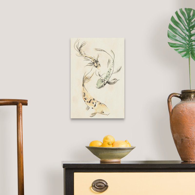 Koi Dance II, art mural sur toile, H 18 po x l 12 po x P 1 po, Toile tendue