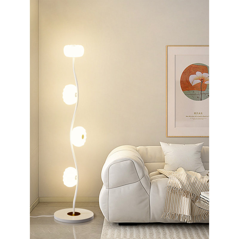 Modern Minimalist Wrought Iron, Aluminum & PVC Floor Lamp, White