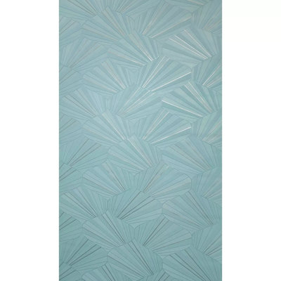 Rouleau de papier peint texturé à lignes géométriques bleu turquoise