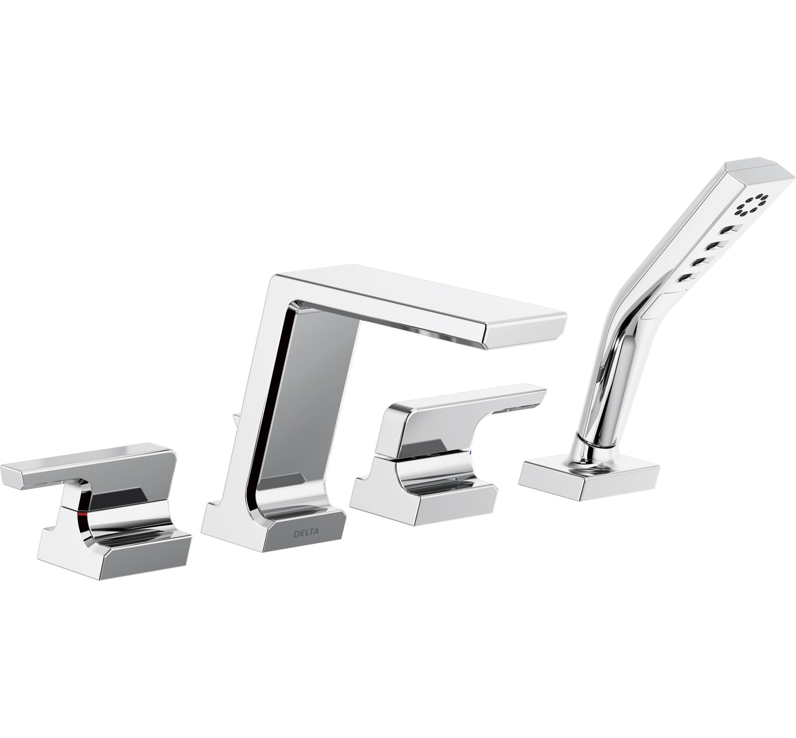 Pivotal® Deck-Mounted Tub Filler with Handshower, With Handheld Shower, Chrome