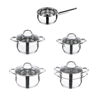 Bergner Essentials by Bergner - 1.5 Qt Covered Stainless Steel Saucier w/  Vented Glass Drainer Lid,Polished