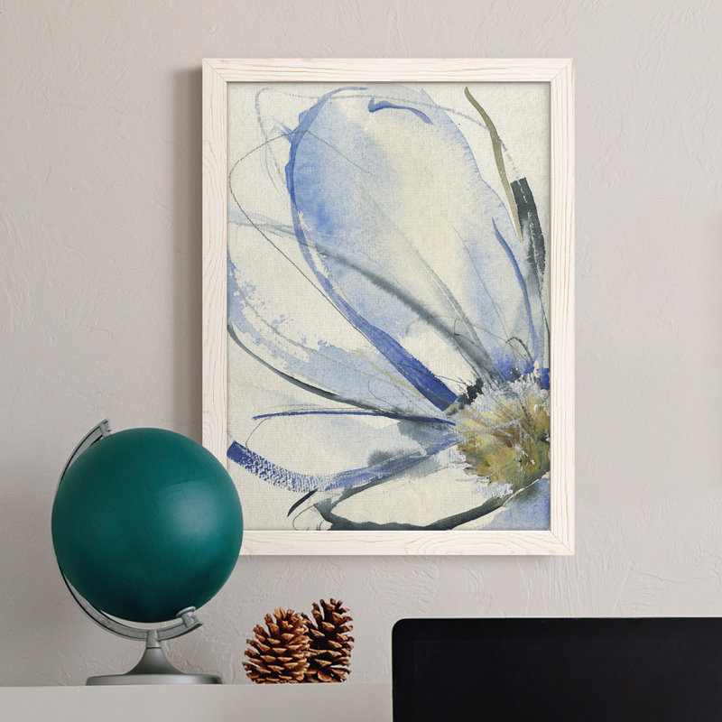 Cobalt & Paynes Petals I, toile encadrée de qualité supérieure - prête à être accrochée, Cadre blanc