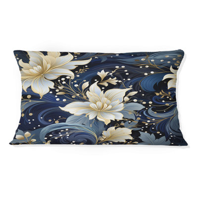 Astral Blue White Damask Radiance II - Damask Printed Throw Pillow