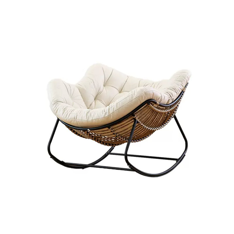 Chaise berçante Lazy Home, Noir / brun, Blanc cassé