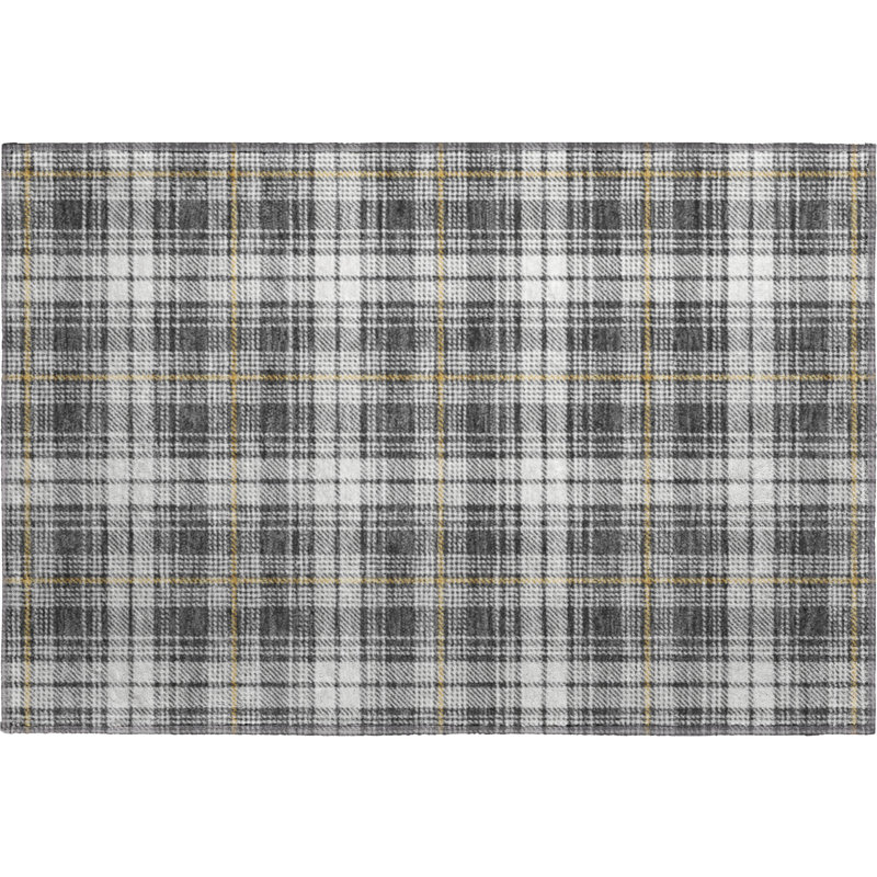 Premium Machine Washable Natoma AMF993 Plaid Rug, Rectangle 1'8" x 2'6"