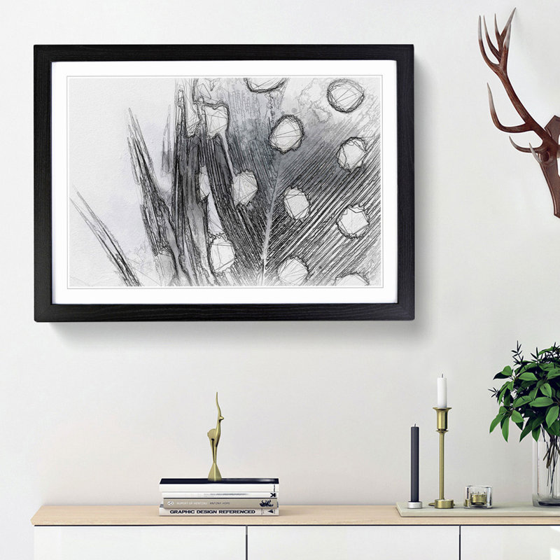 Spotted Feather in Abstract - Framed Print, 48cm H x 65cm W x 2cm D, Black Framed