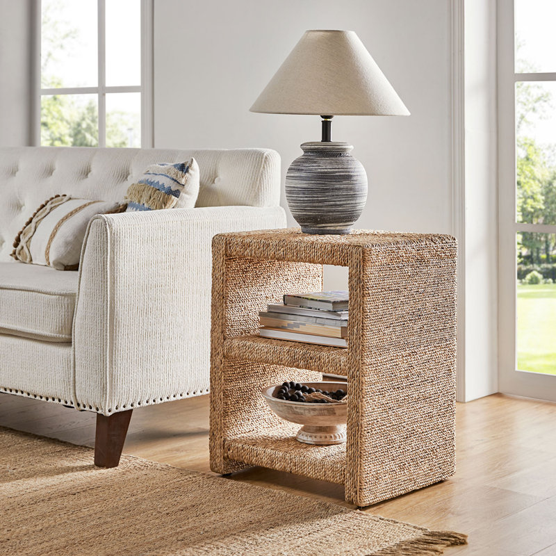 Boatwright Grass Rope End Table | Stylish Two Shelves