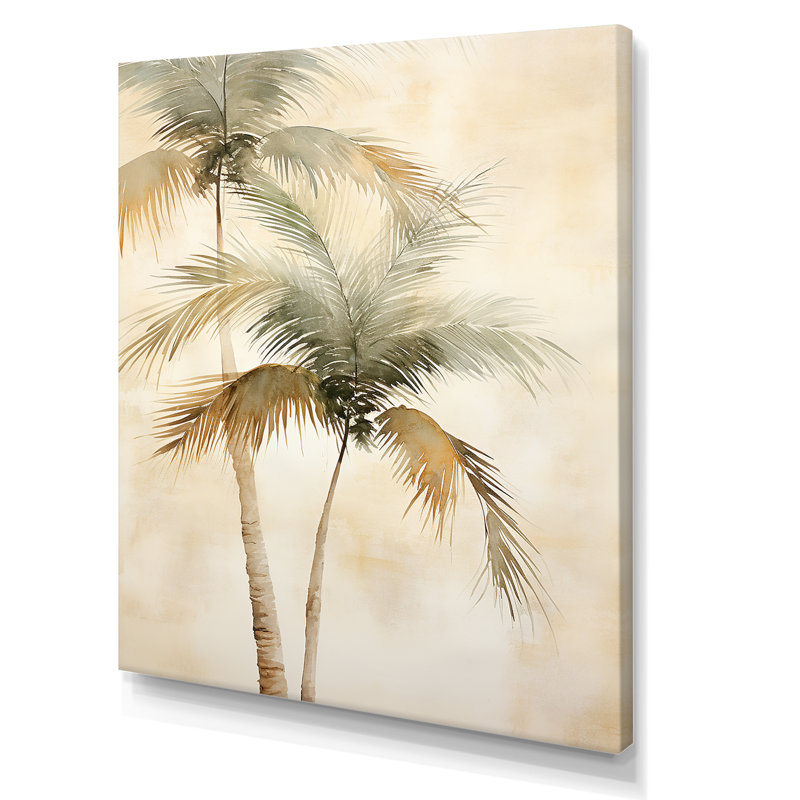 Rétro palmiers tropicaux rétro sur toile, Toile tendue, H 40 po x l 30 po x P 1,5 po