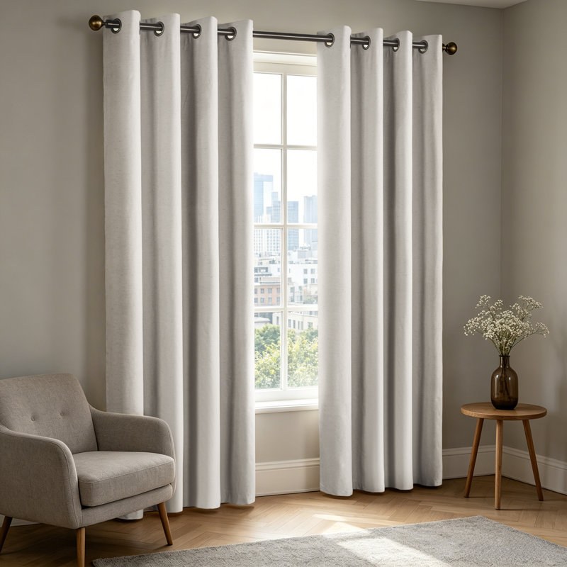 Paire de rideaux 100% lin occultant (2 panneaux), Naturel, L 52 po x L 108 po