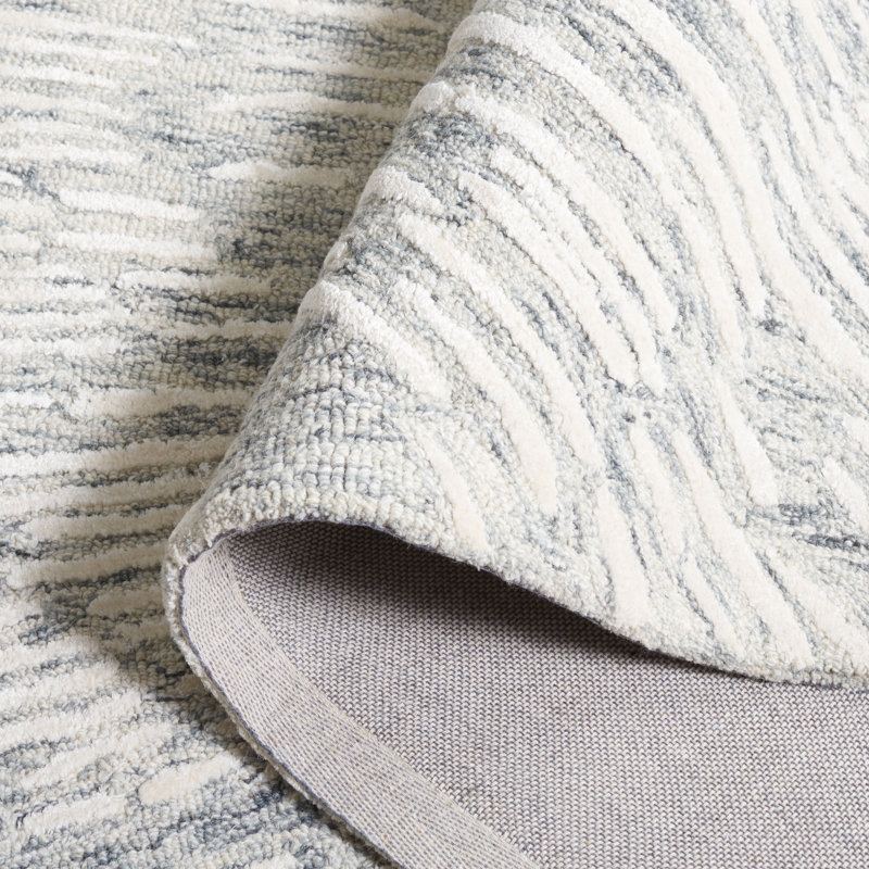 Soho Hand Tufted Wool/Viscose/Cotton Abstract Rug in Ivory/Grey, Rectangle 5' x 8'