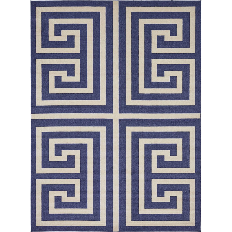 Tapis crème / bleu marine Barreto, Rectangle 3 pi 3 po x 5 pi 3 po