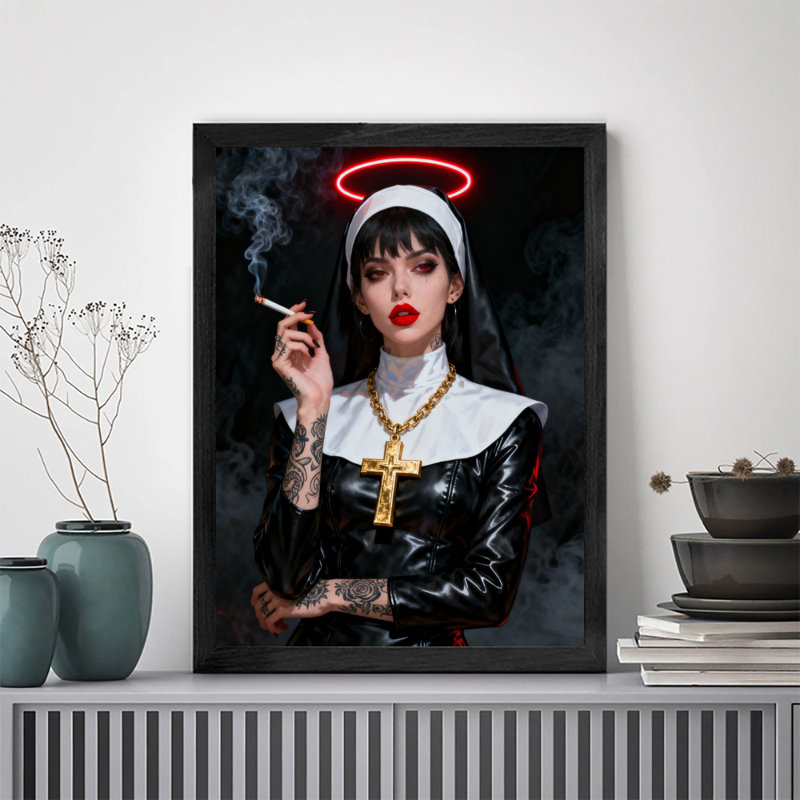 Reproduction d'art encadré noir rétro, H 37 po x l 25 po