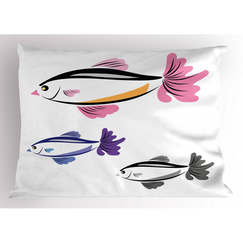 Blue/Gray/Pink Polyester Microfiber Piece Sham, Twin