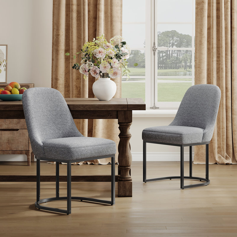 Modern Upholstered Metal Frame Side Dining Chair, Gray