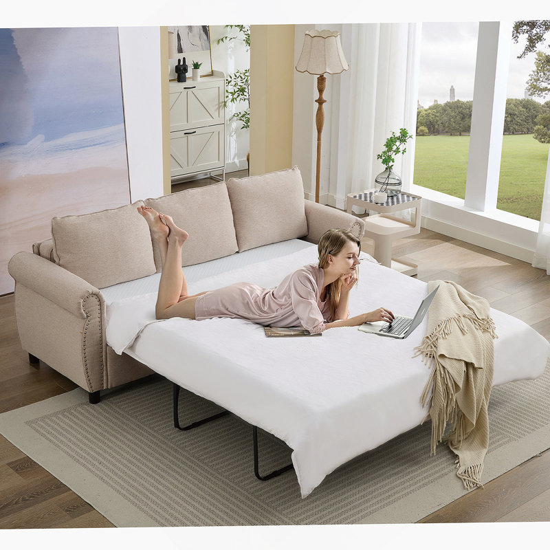 Canapé-lit convertible polyvalent pour salon et appartement, Beige