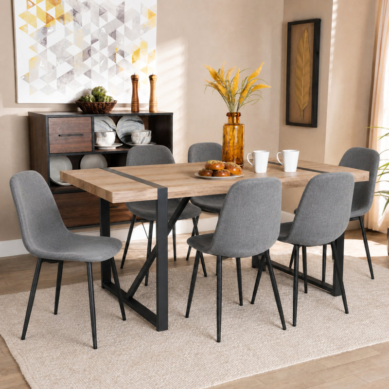 Chaises de salle à manger modernes rembourrées avec pieds en métal (lot de 6), Rembourrage en mousse grise