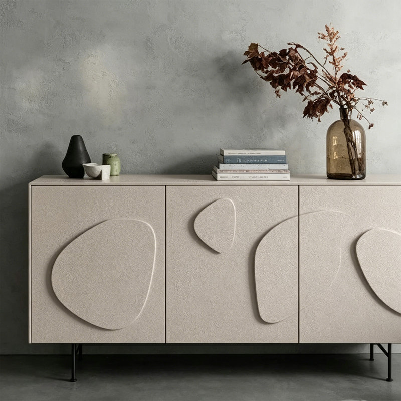 Armoire latérale moderne à motif irrégulier, Noir / kaki