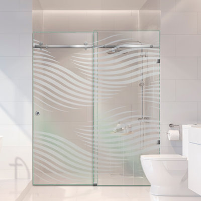 56 In W x 80 In H Frameless Double Sliding Shower Glass Doors