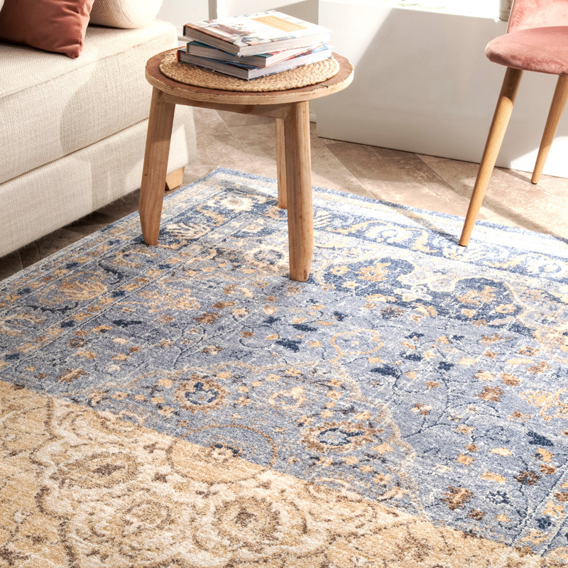 Tapis bleu / beige Fayetteville, Rectangle 4 pi x 6 pi