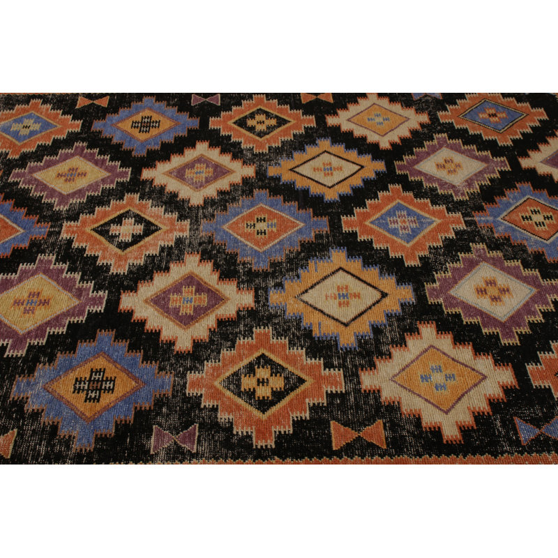 Hand-Knotted Classic Rug Diamond Beige And Blue Tribal Pattern By Rug & Kilim, Rectangle 10' x 14'