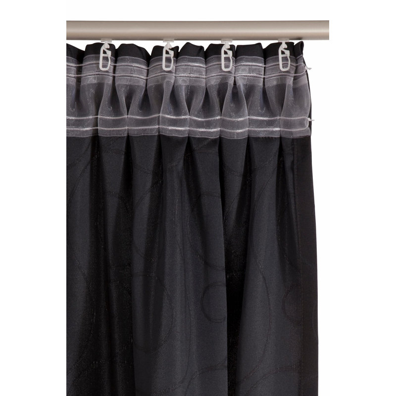Coursey Room Darkening Curtain Single Panel, Black, 132cm Width x 225cm Drop