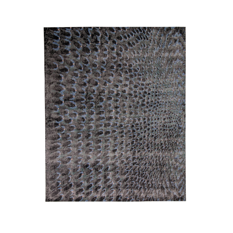 Distressed Homage Hand Knotted Wool Geometric Area Rug, Rectangle 8' x 10'
