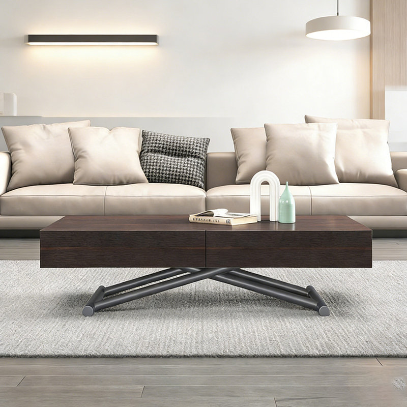 Table basse en bois avec tiroirs Living Room Home, Couleur fumée, 14,17 po H x 47,24 po L x 31,49 po po